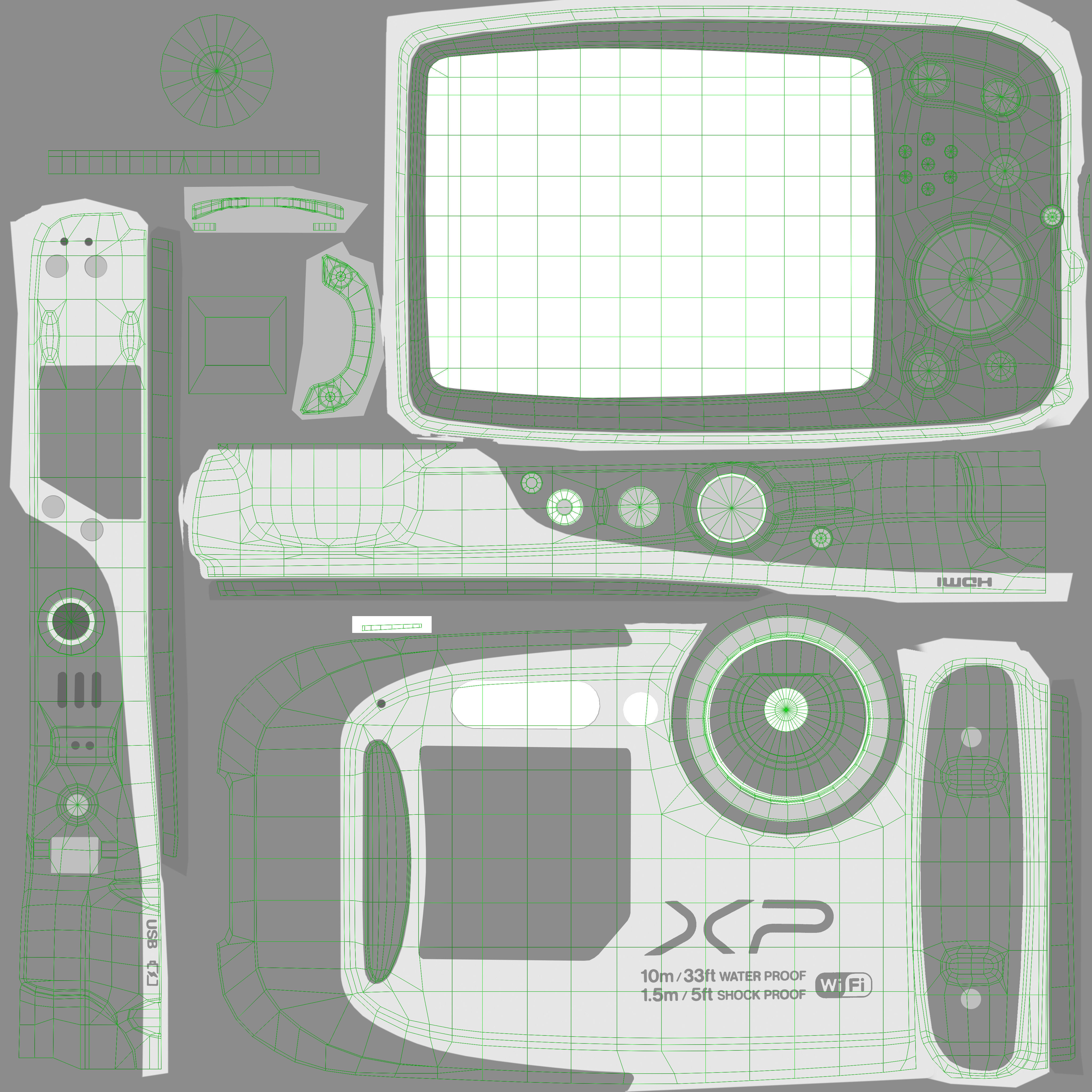 Fujifilm FinePix XP70 rugged and proof digital camera Low-poly 3D model_28