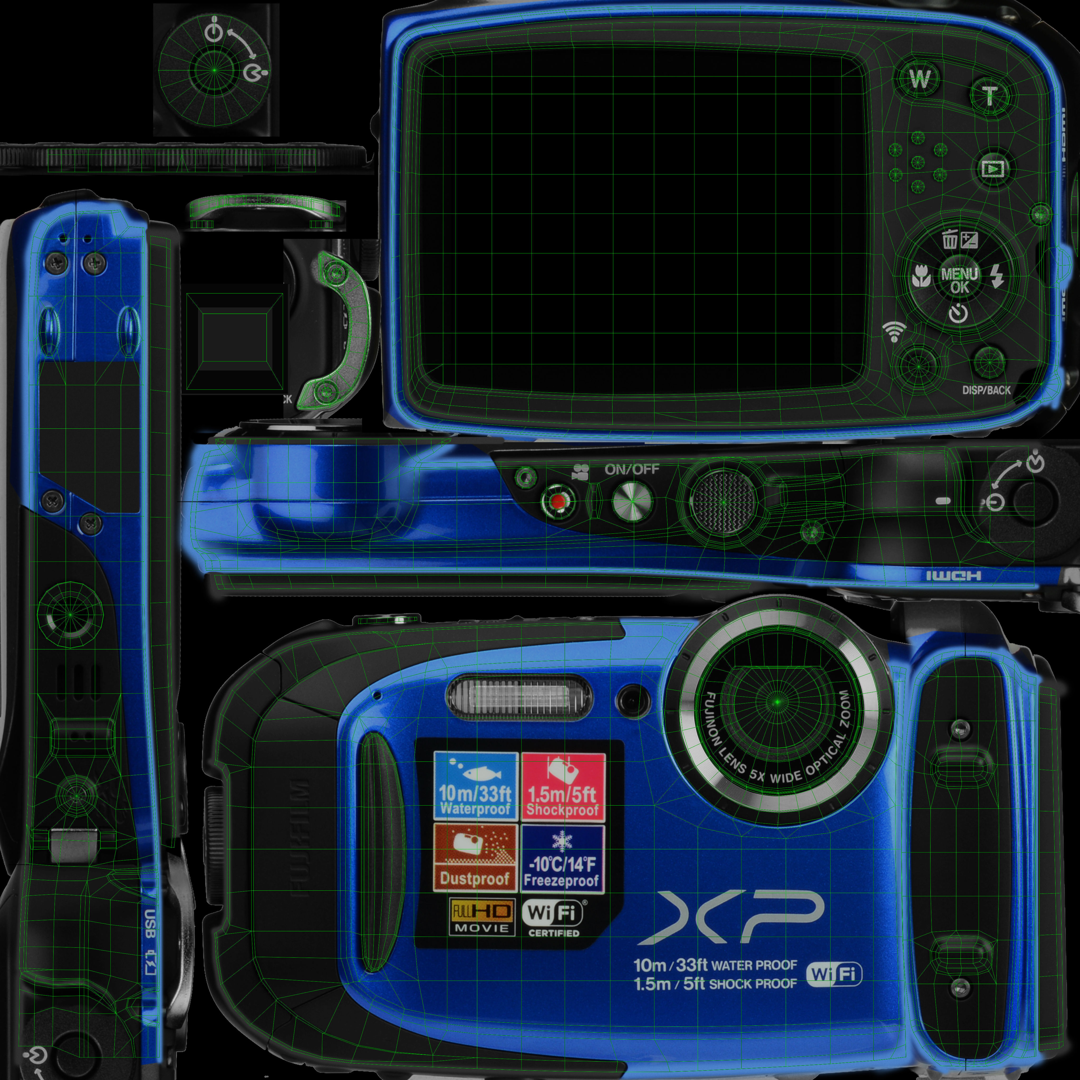 Fujifilm FinePix XP70 rugged and proof digital camera Low-poly 3D model_27