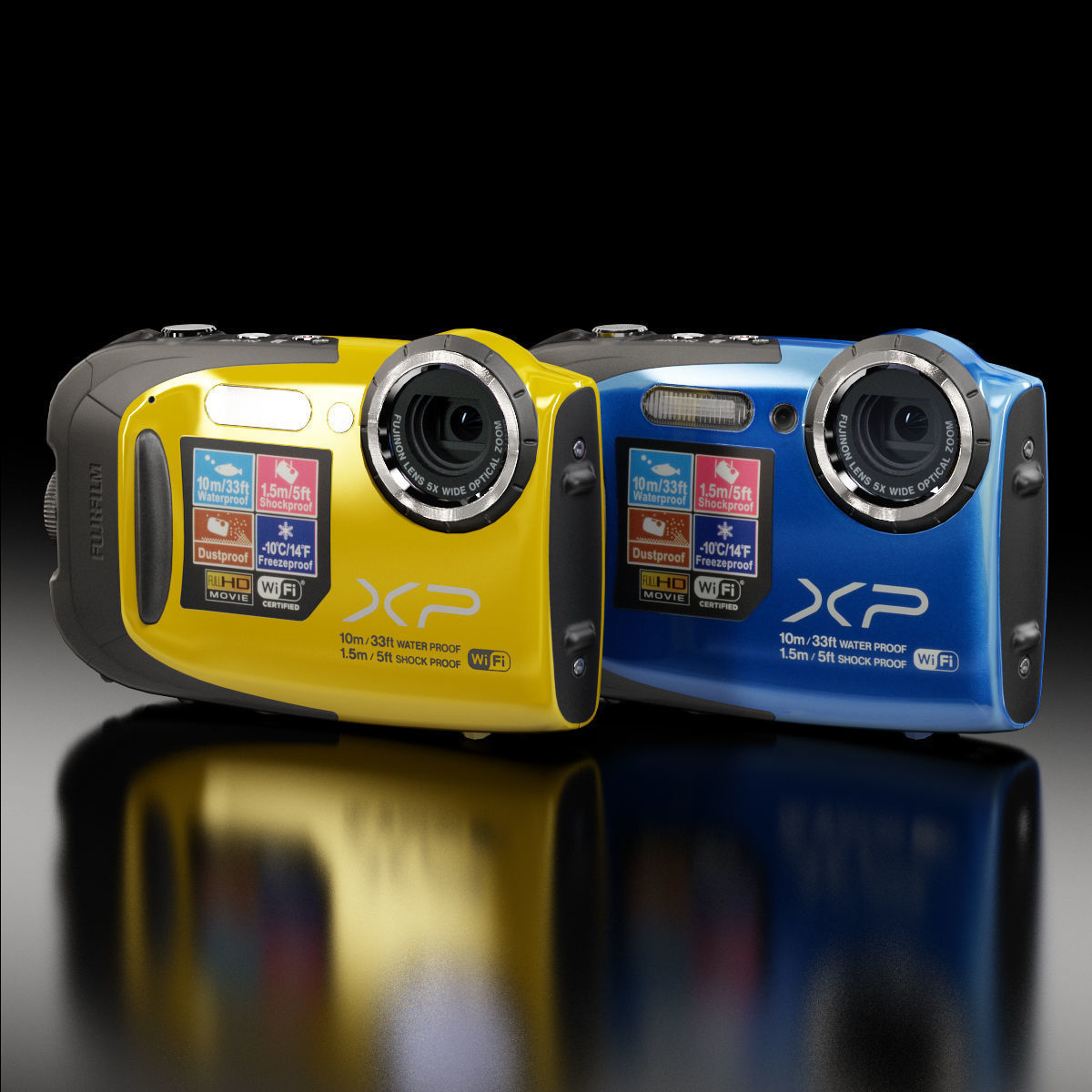 Fujifilm FinePix XP70 rugged and proof digital camera Low-poly 3D model_2