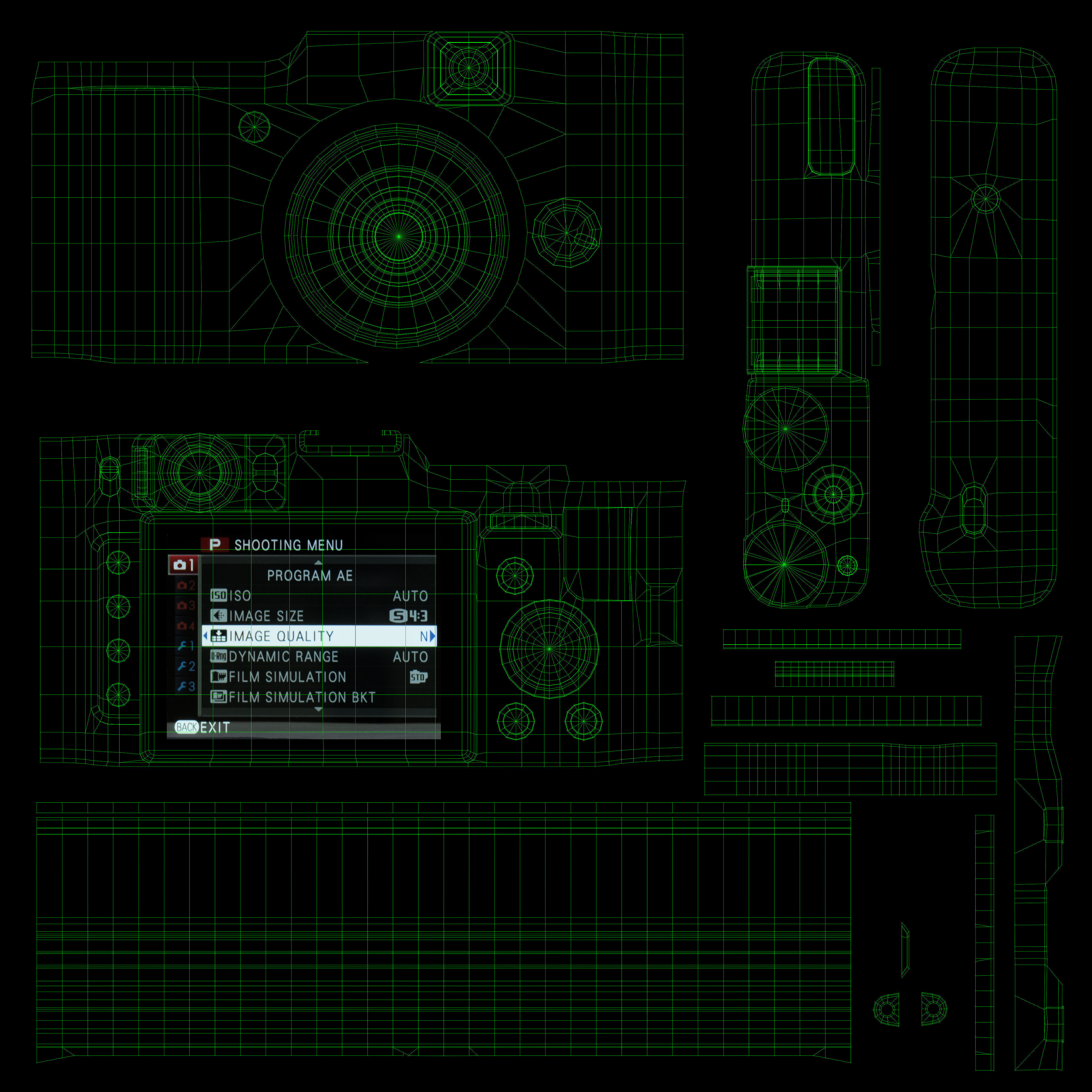Fujifilm FinePix X20 advanced compact digital camera Low-poly 3D model_19