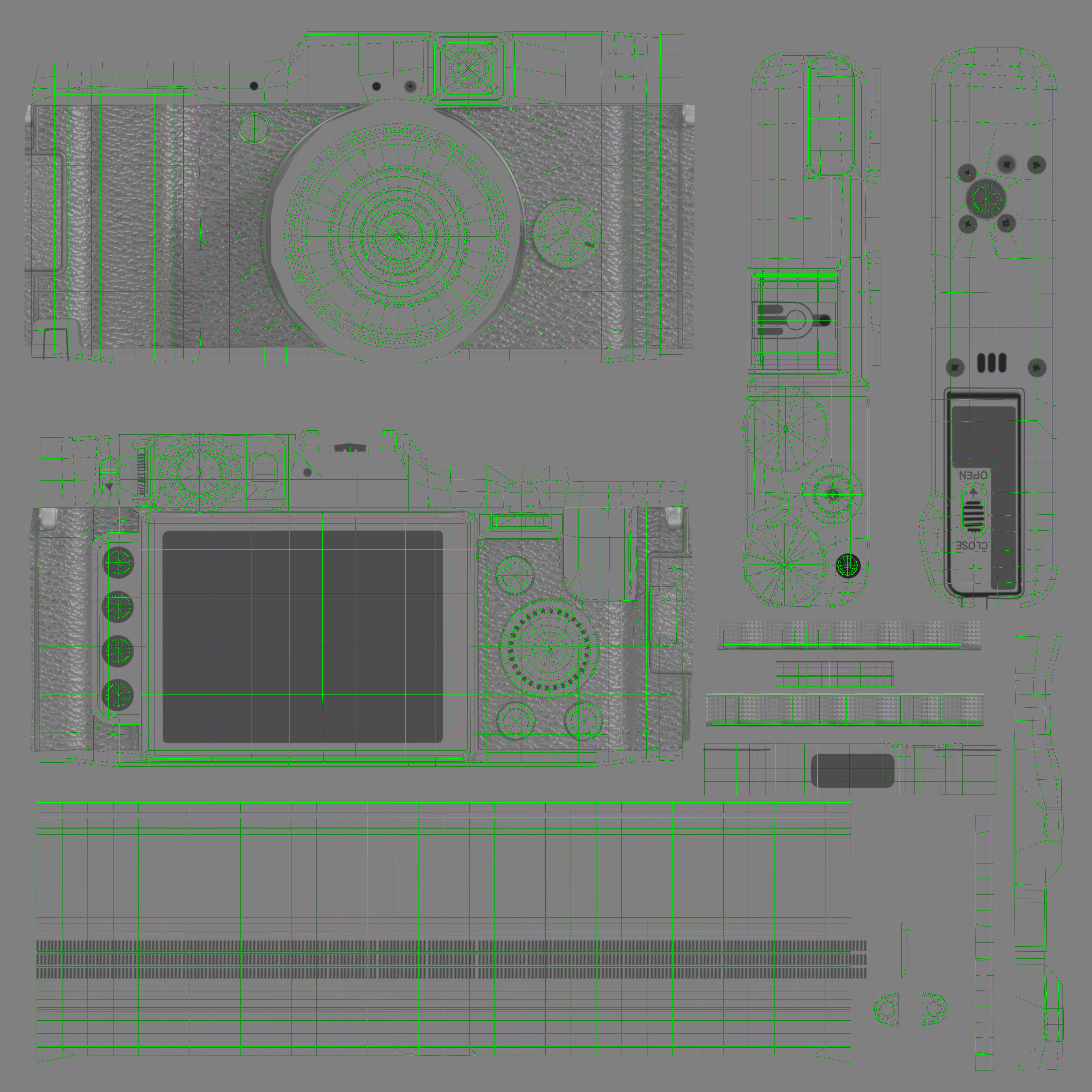 Fujifilm FinePix X20 advanced compact digital camera Low-poly 3D model_17