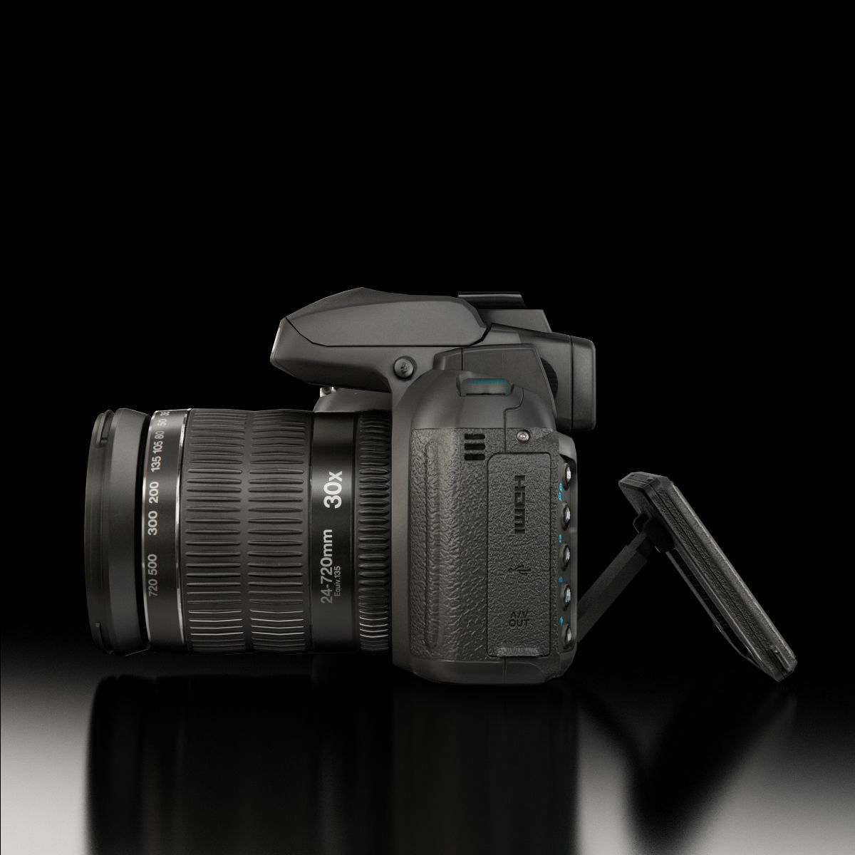 Fujifilm FinePix HS35EXR bridge digital camera Low-poly 3D model_6