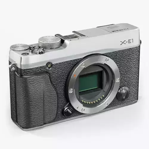 Fujifilm X-E1 Silver mirrorless digital camera Low-poly 3D model