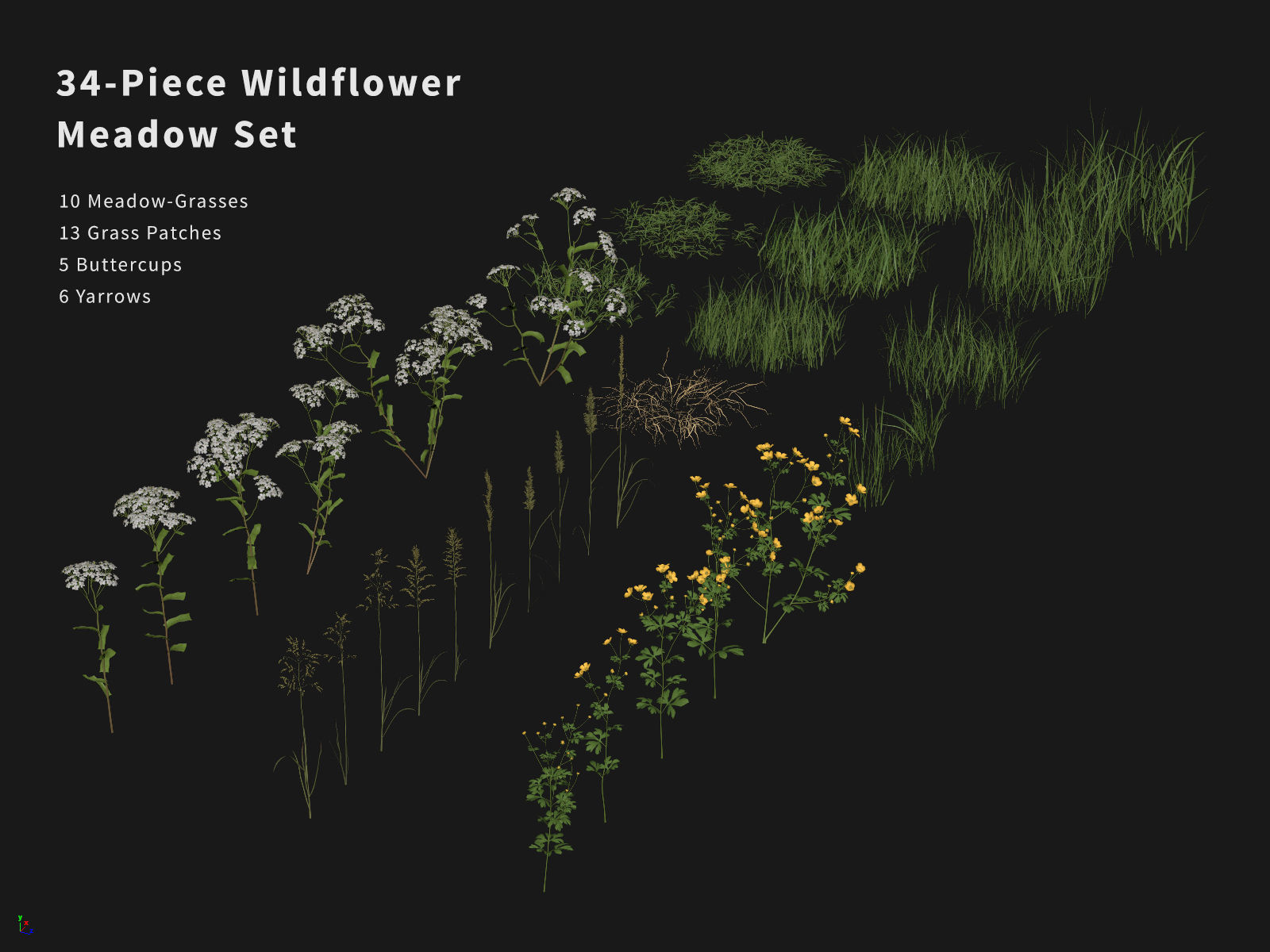 Wildflower Meadow 34-Piece Bundle 3D model_1