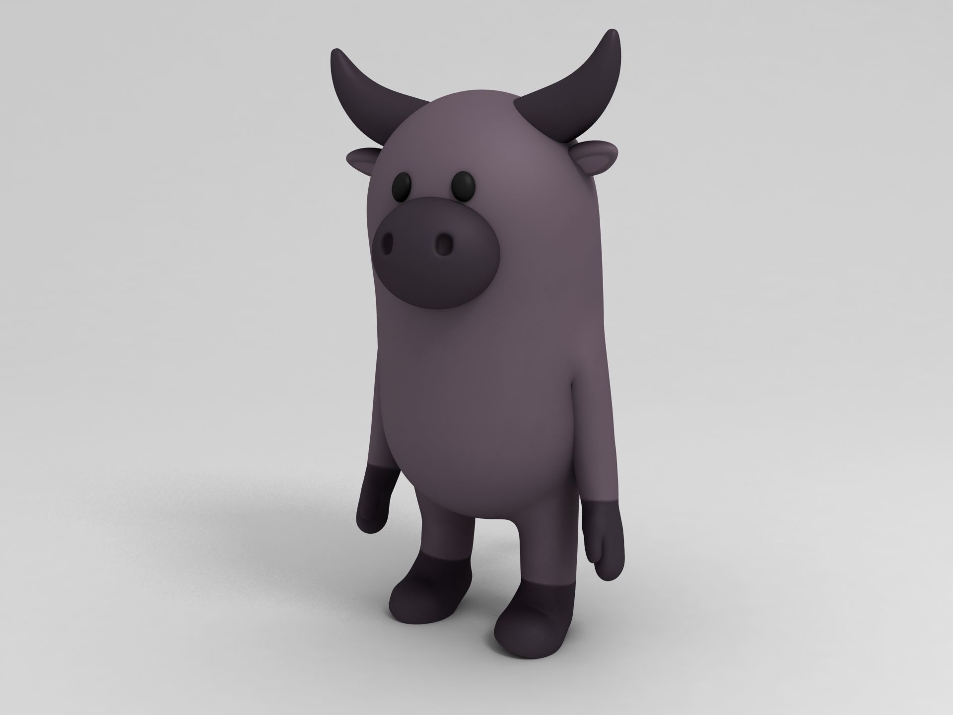 Rigged Cartoon Buffalo 3D model_5