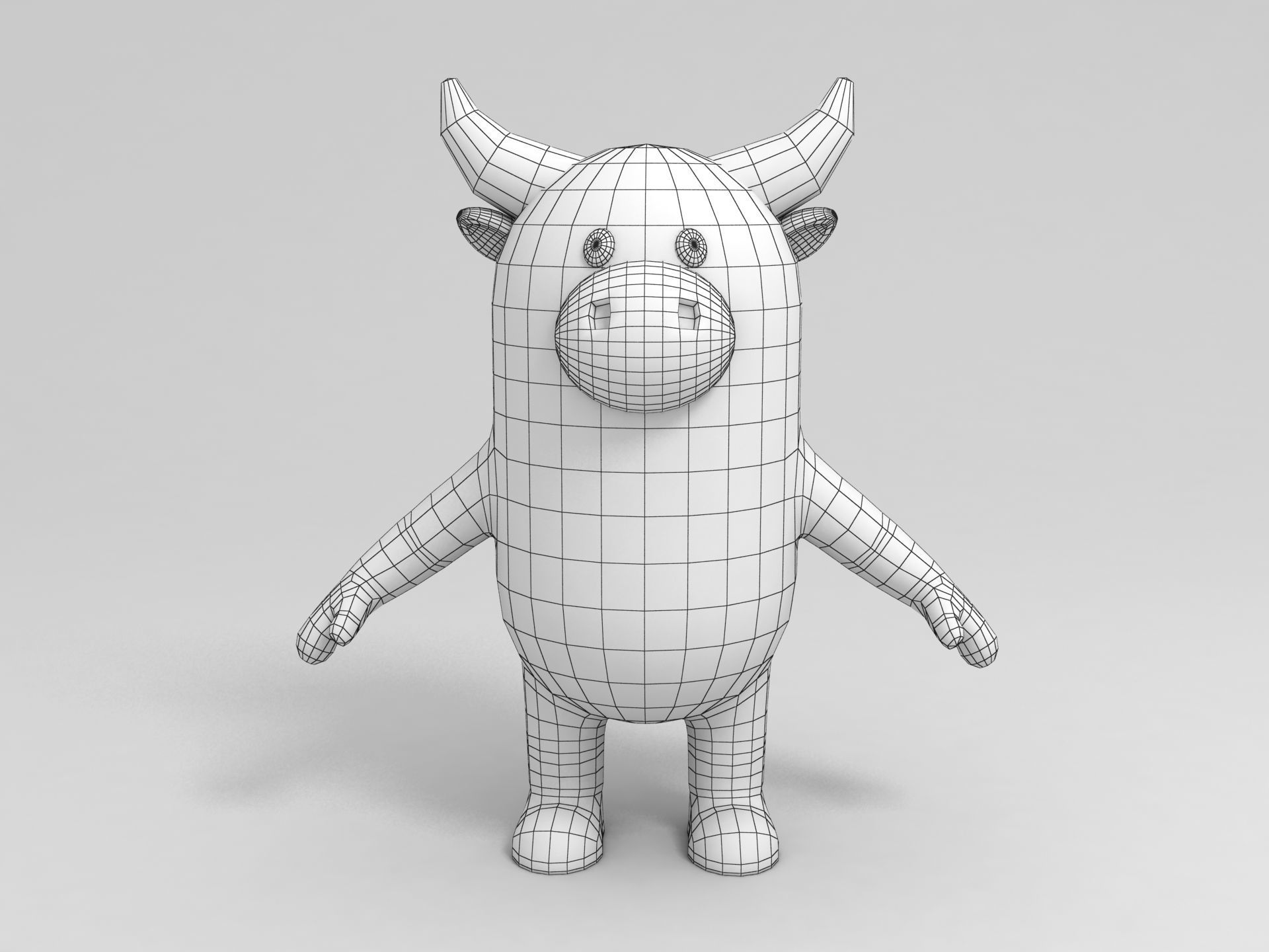 Rigged Cartoon Buffalo 3D model_7