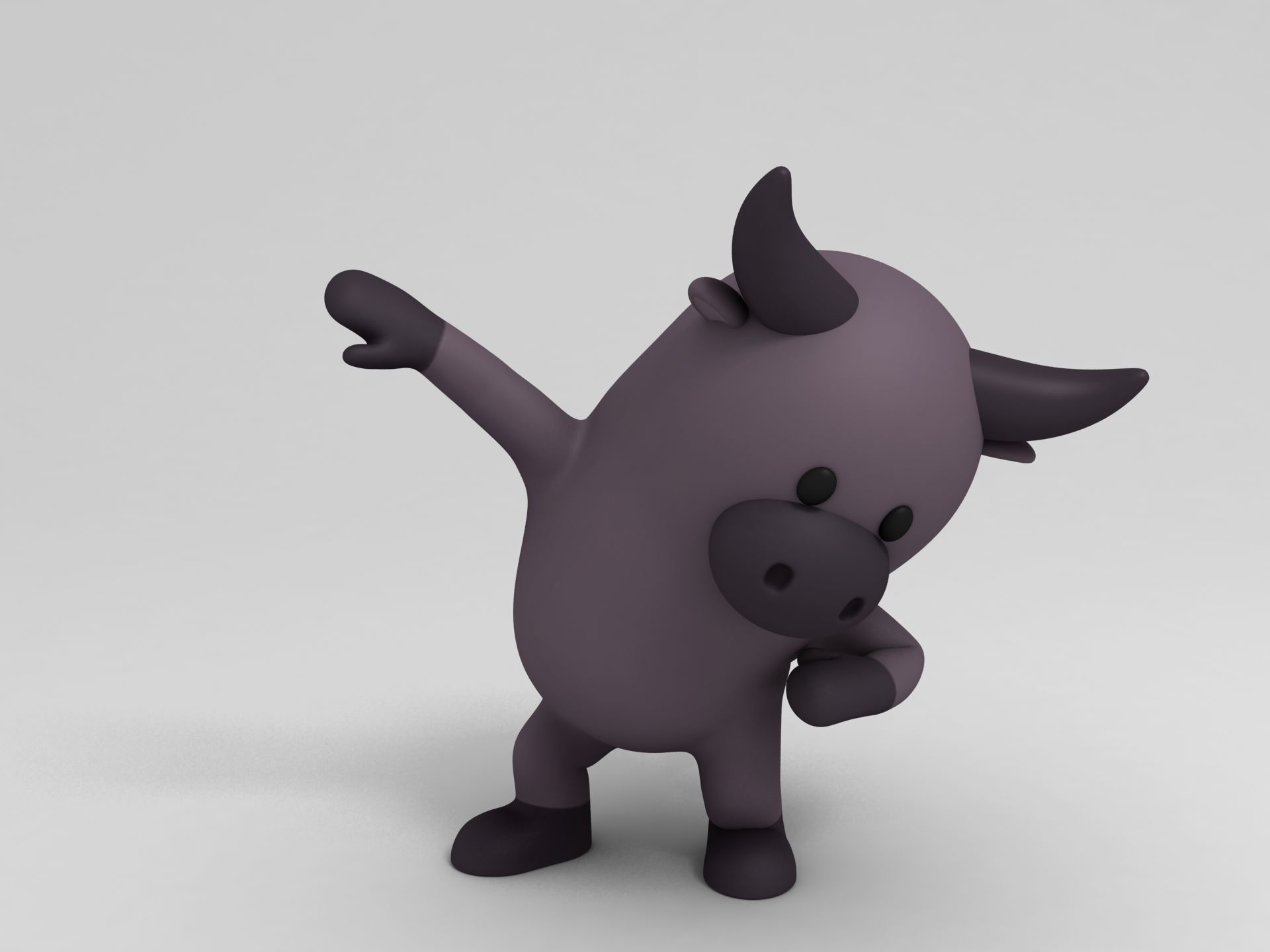 Rigged Cartoon Buffalo 3D model_3