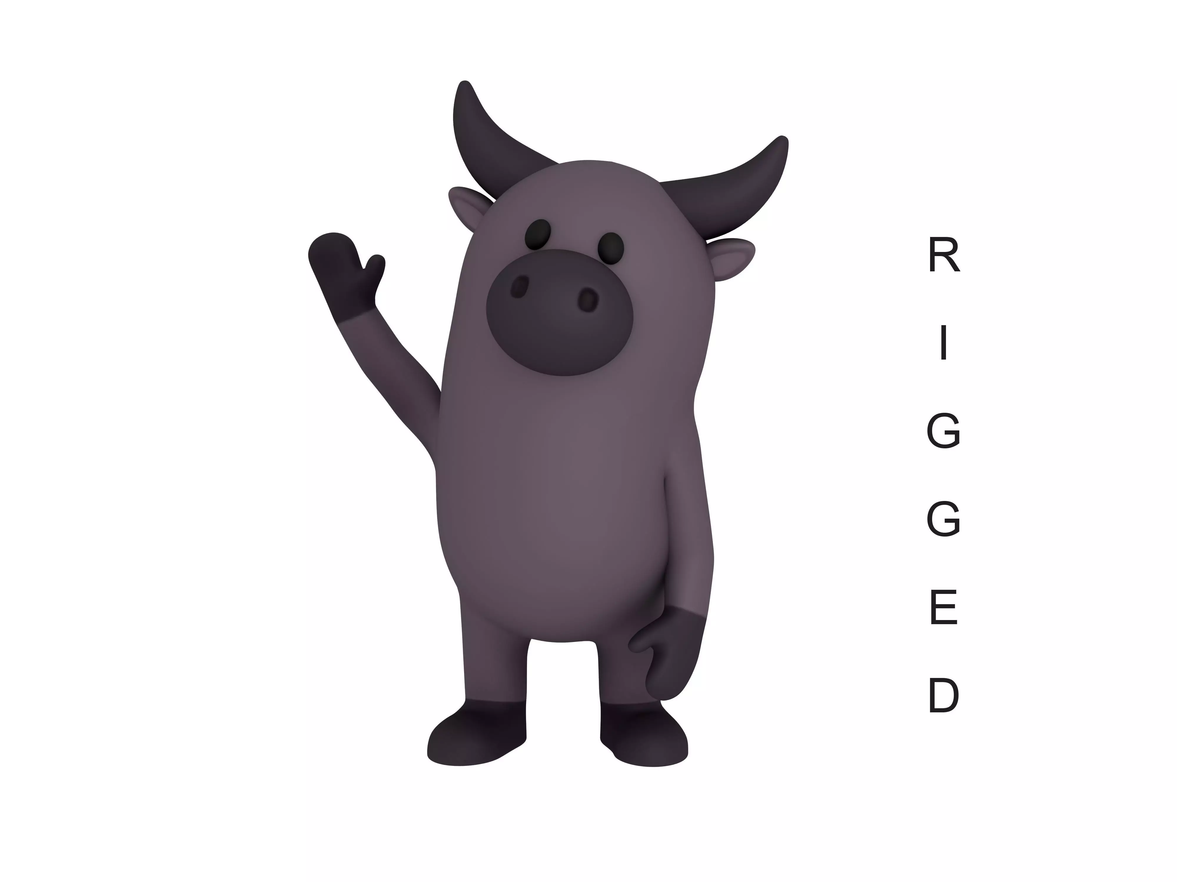 Rigged Cartoon Buffalo 3D model_0
