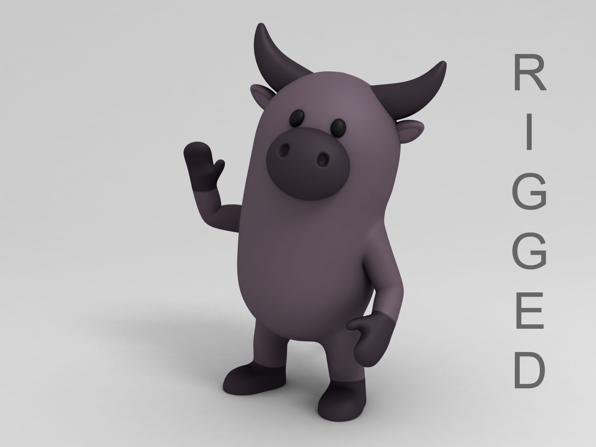 Rigged Cartoon Buffalo 3D model_1