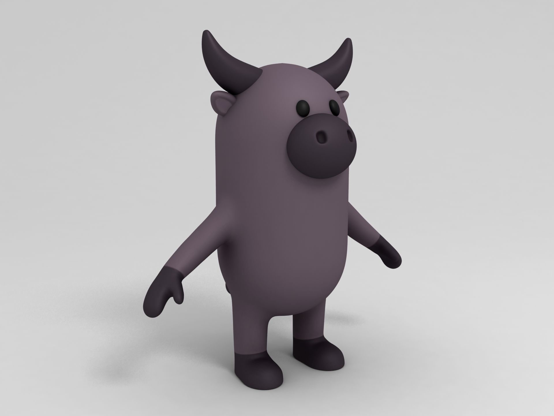 Rigged Cartoon Buffalo 3D model_8