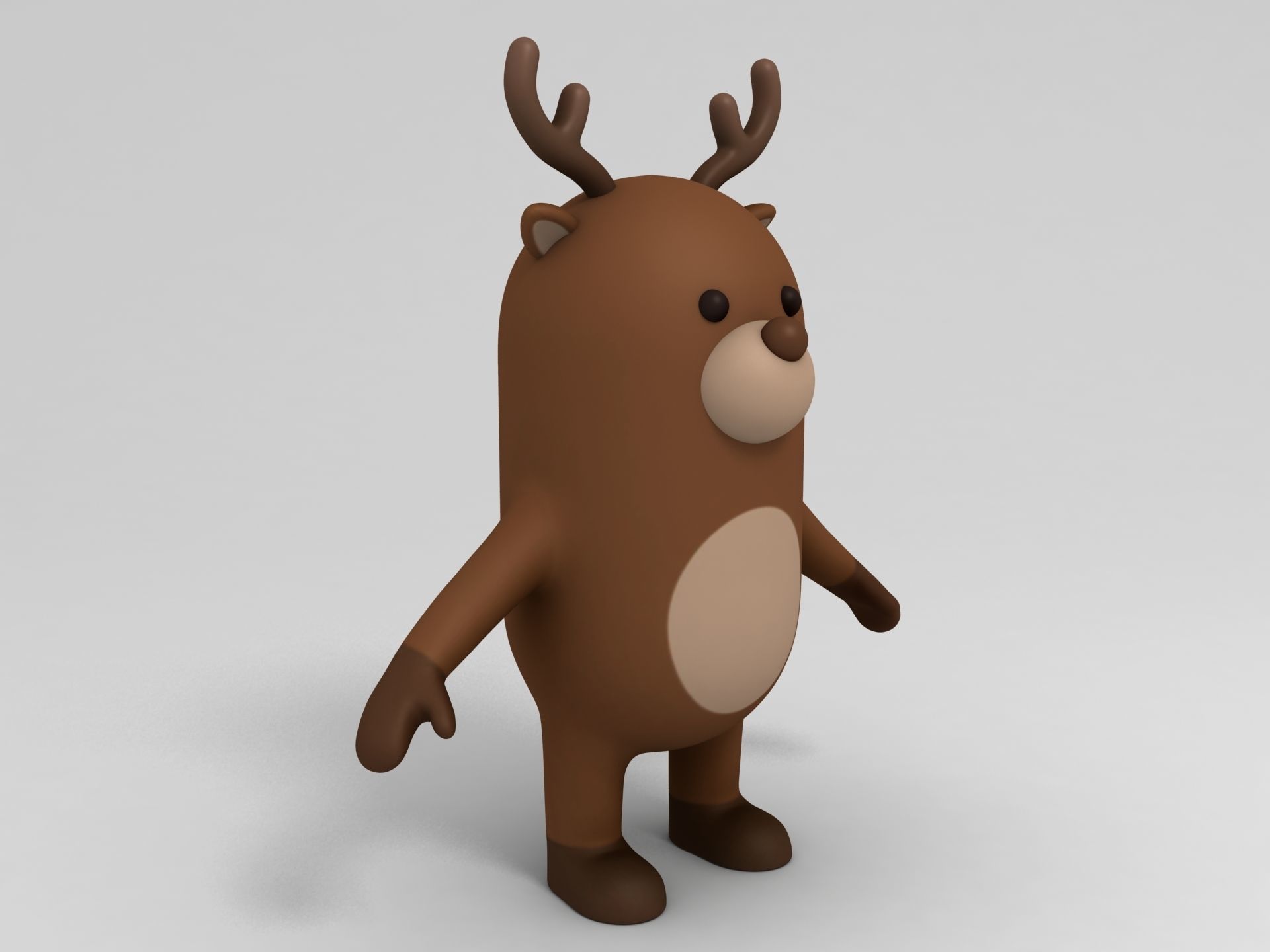 Cartoon Reindeer 3D model_2