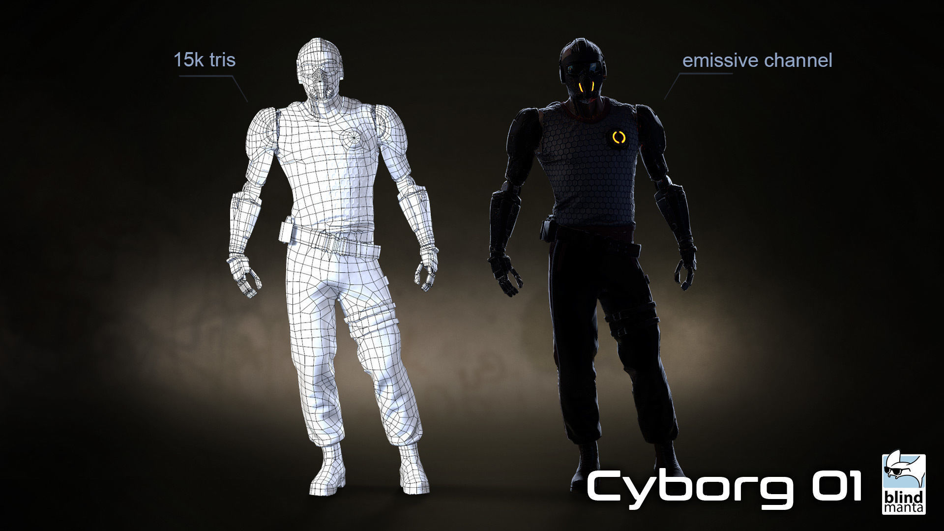 Cyborg 01 Low-poly 3D model_1