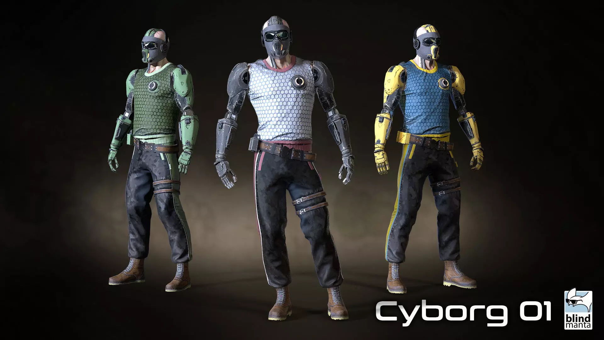 Cyborg 01 Low-poly 3D model_0