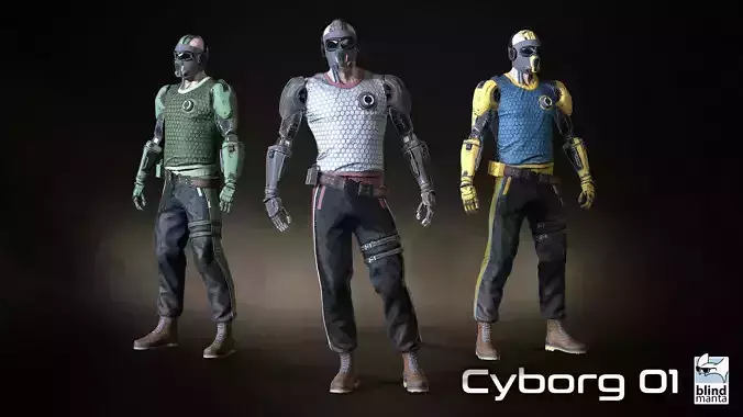 Cyborg 01 Low-poly 3D model