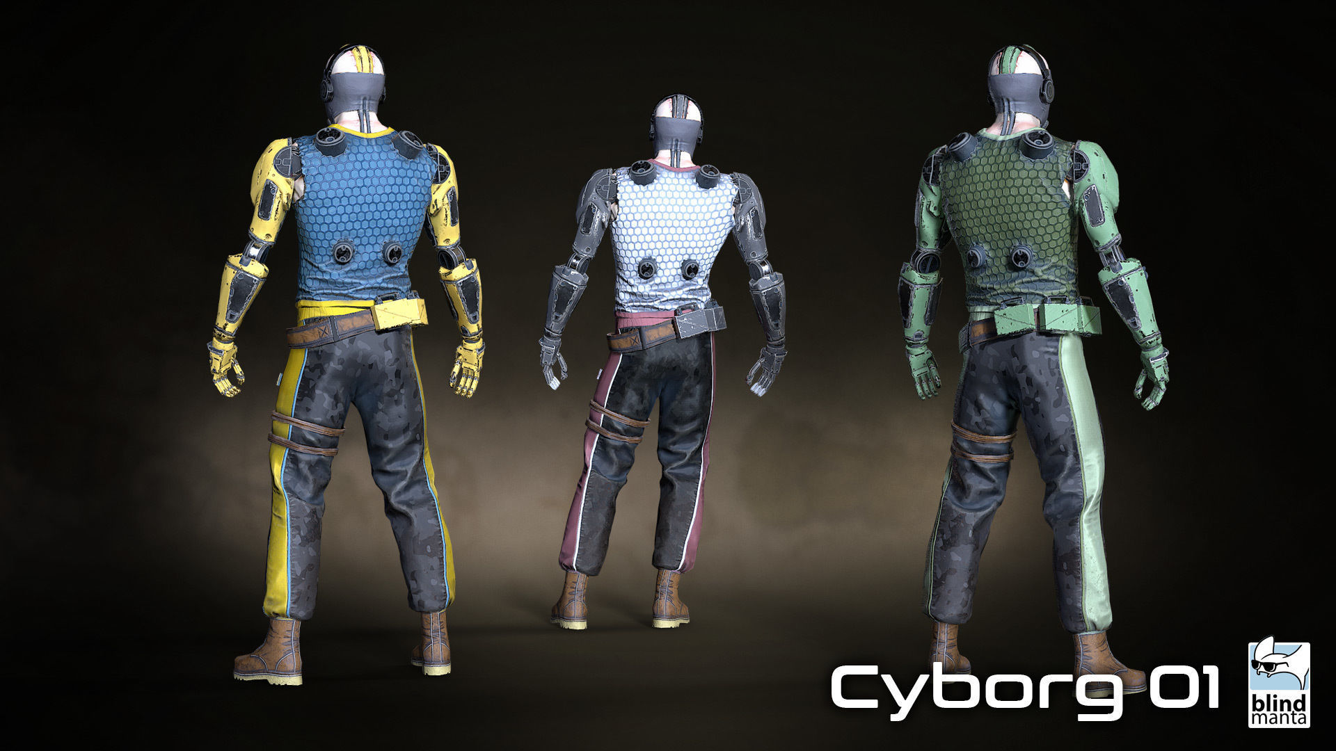 Cyborg 01 Low-poly 3D model_2