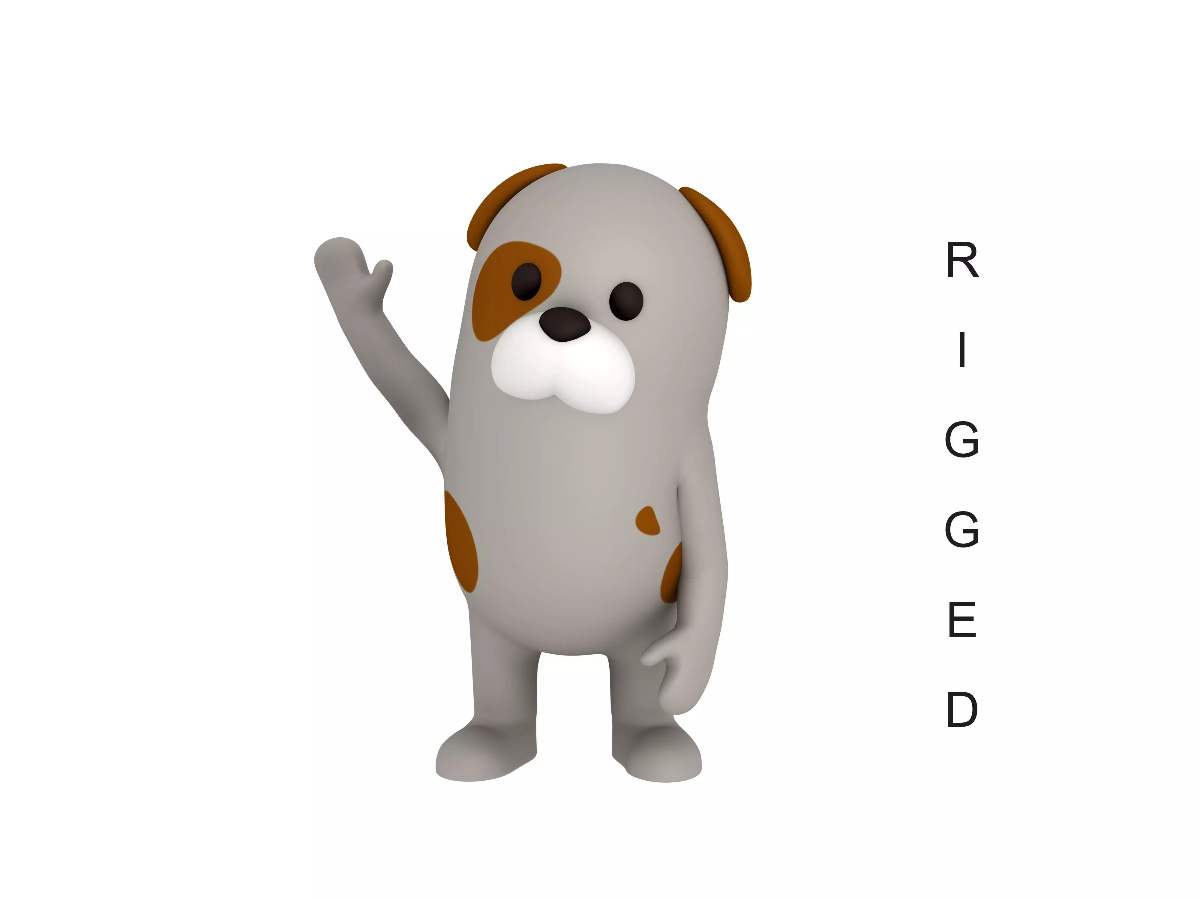 Rigged Cartoon Dog 3D model_0
