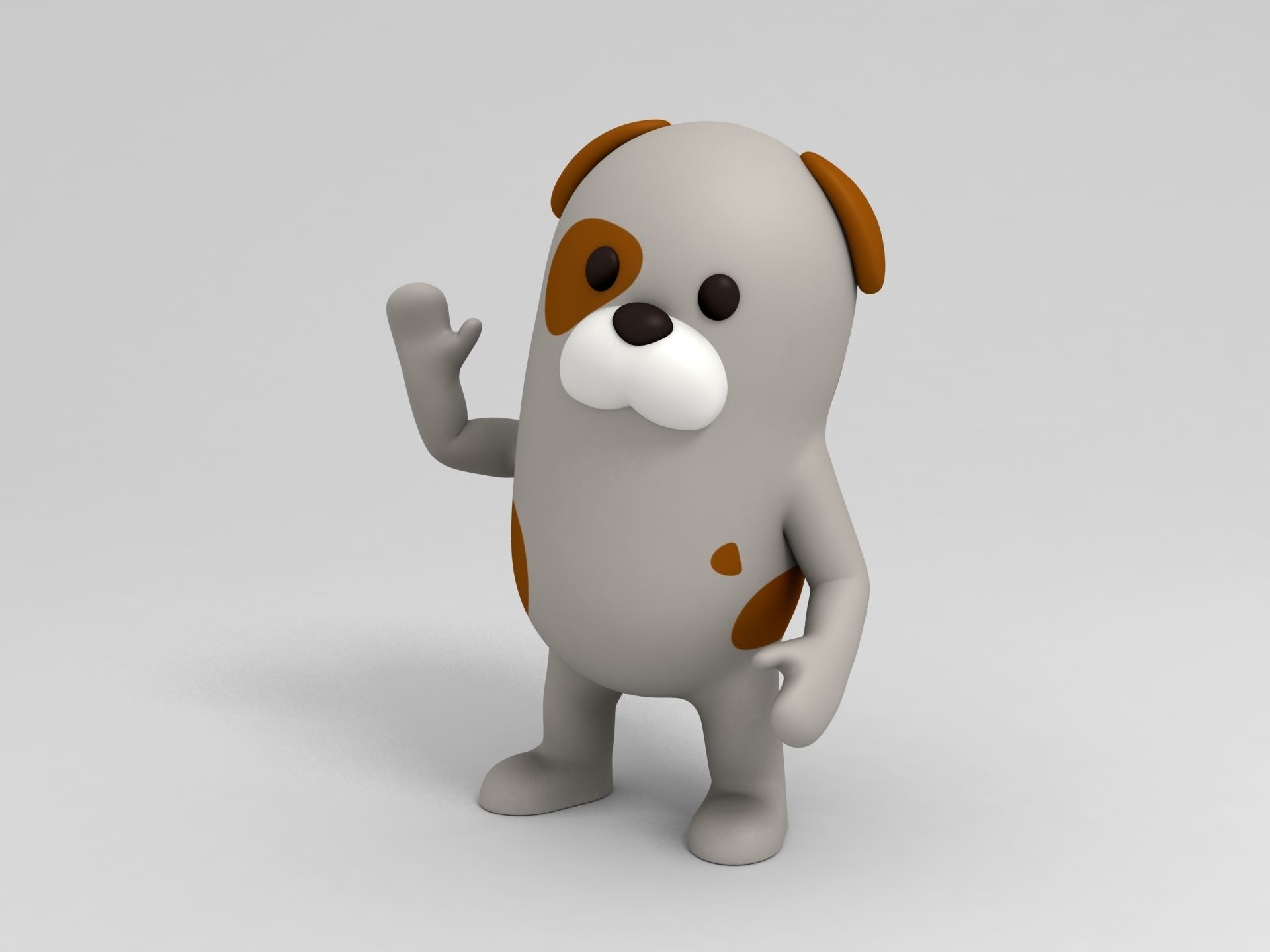 Rigged Cartoon Dog 3D model_1