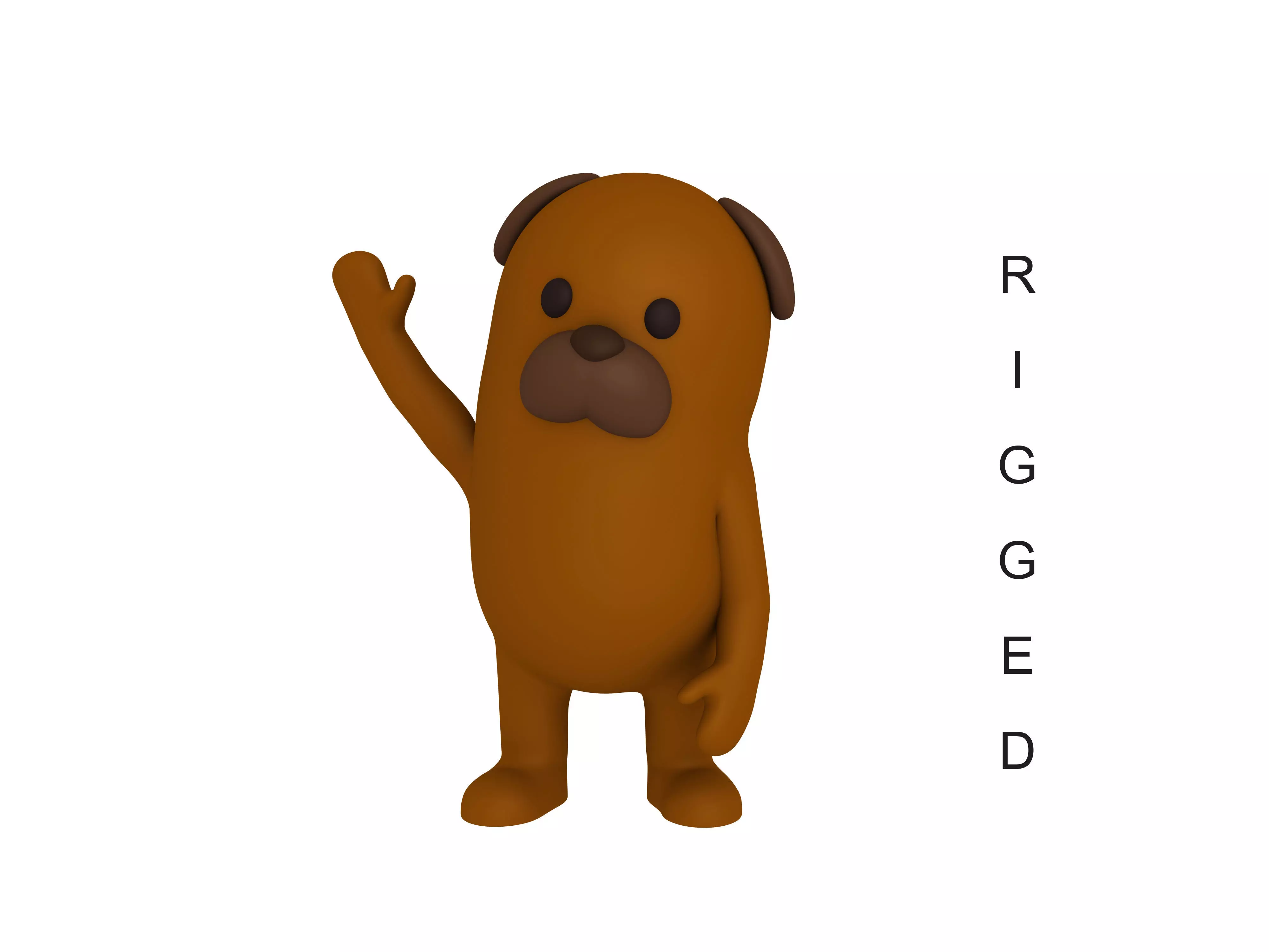 Rigged Cartoon Brown Dog 3D model
