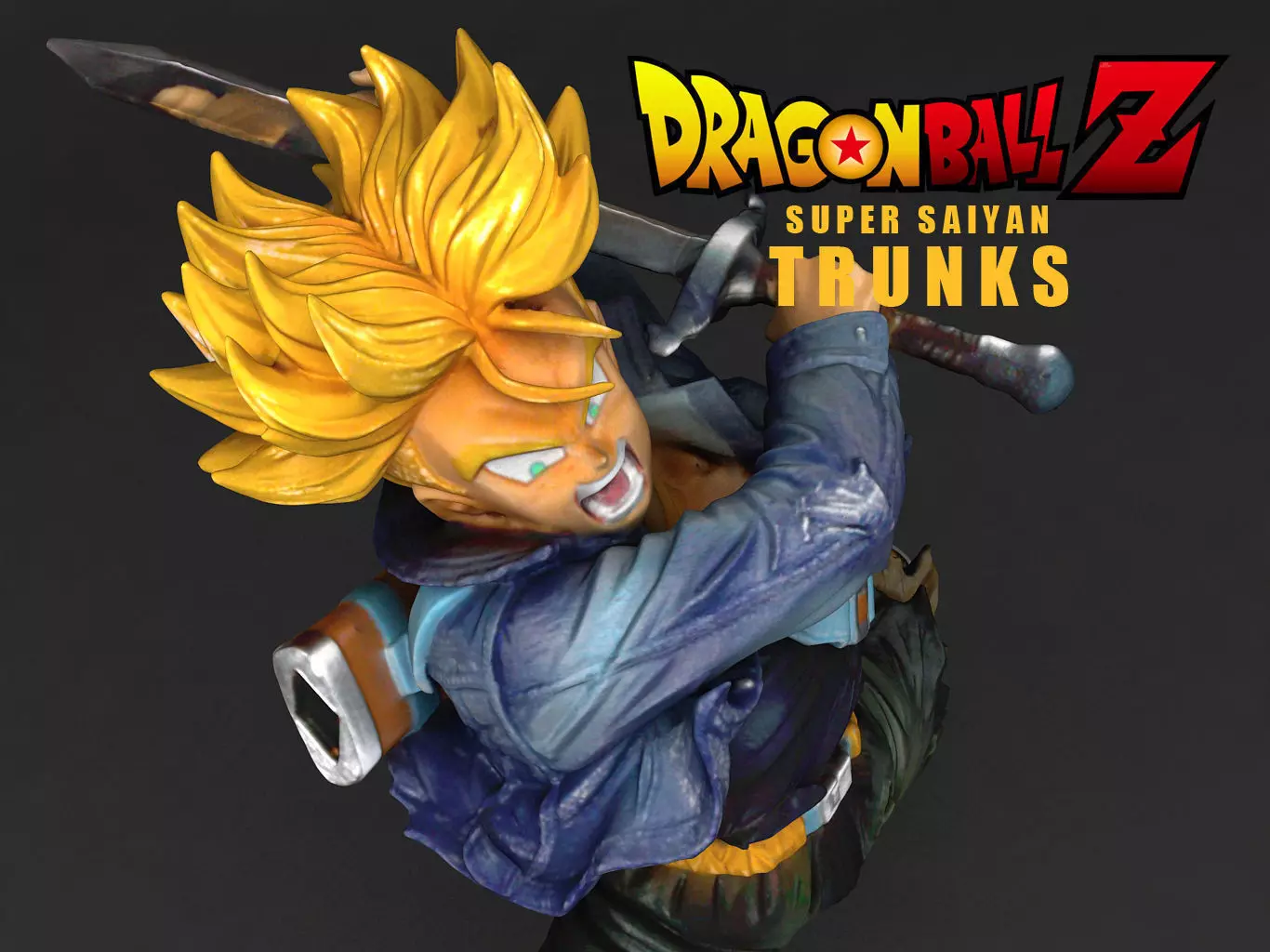 Trunk dragon ball super statue with hair 3D model_0
