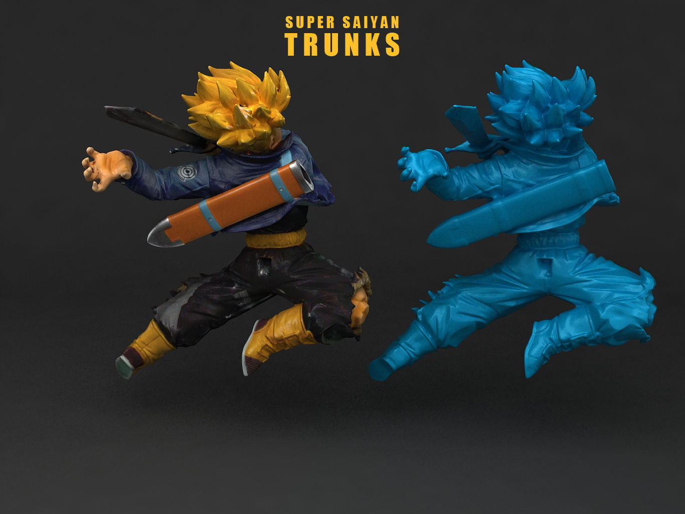 Trunk dragon ball super statue with hair 3D model_8