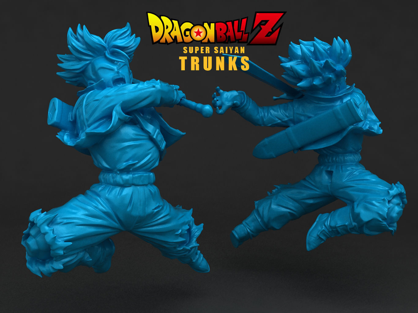 Trunk dragon ball super statue with hair 3D model_2