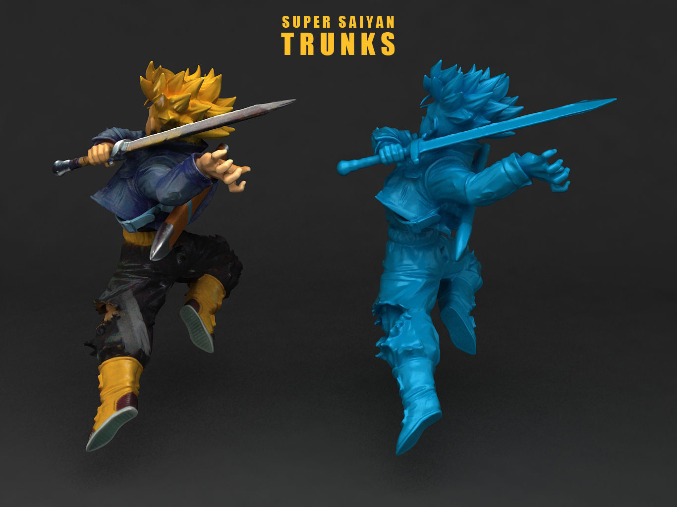 Trunk dragon ball super statue with hair 3D model_6