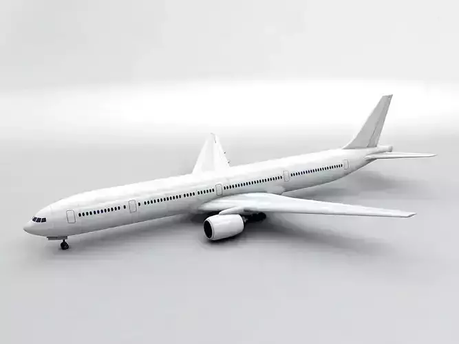 Boeing 777-300 Airliner - Generic White Low-poly 3D model