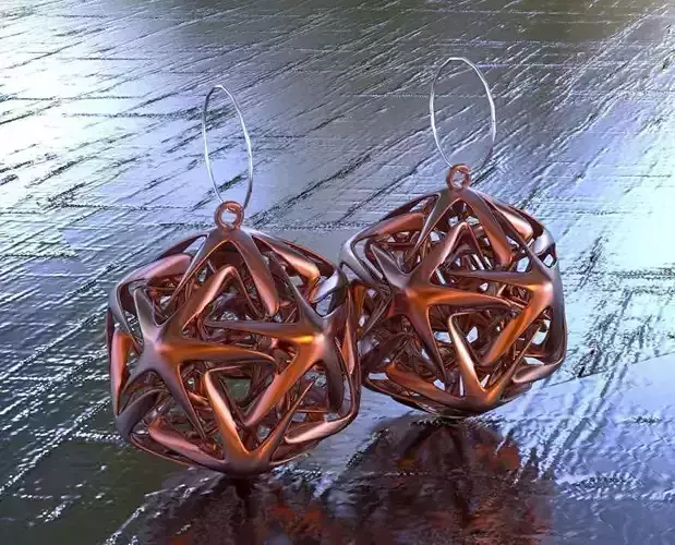 EARRING ICOSAHEDRON LINKED STAR 3D print model