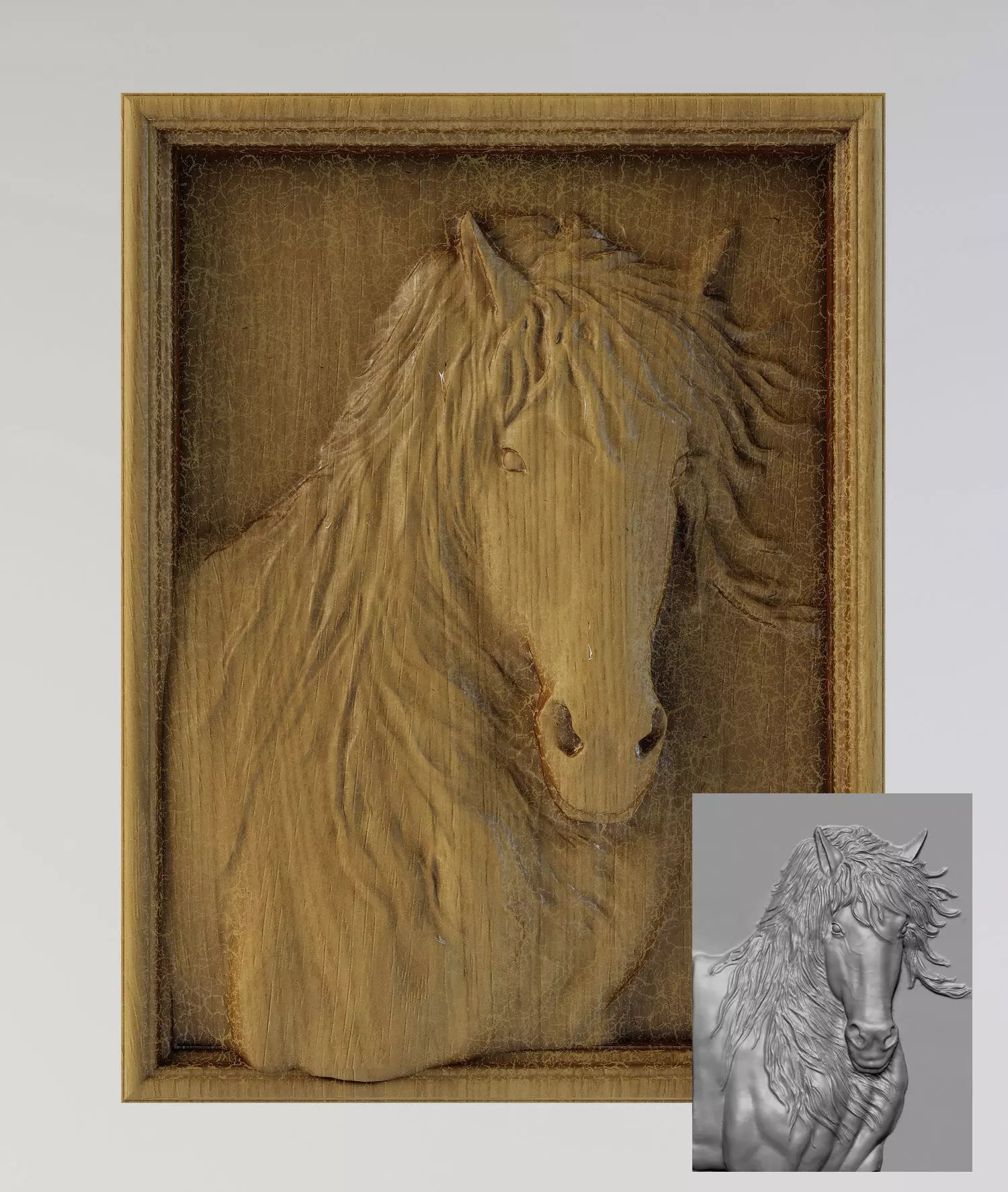 bas-relief of a horse 3D print model 3D print model_0