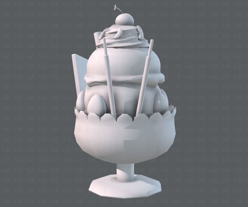 Ice cream cup Low-poly 3D model_13