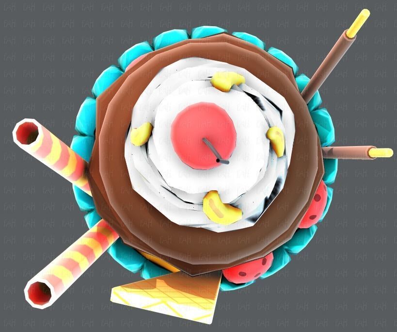 Ice cream cup Low-poly 3D model_39