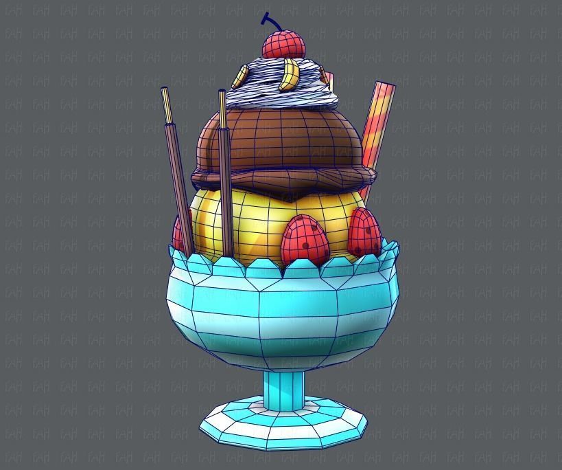 Ice cream cup Low-poly 3D model_27