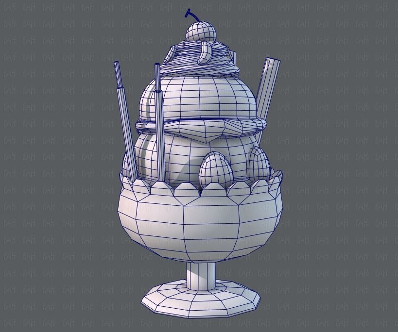 Ice cream cup Low-poly 3D model_20