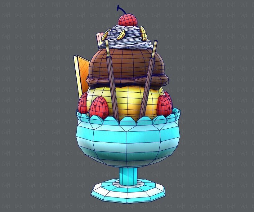 Ice cream cup Low-poly 3D model_29