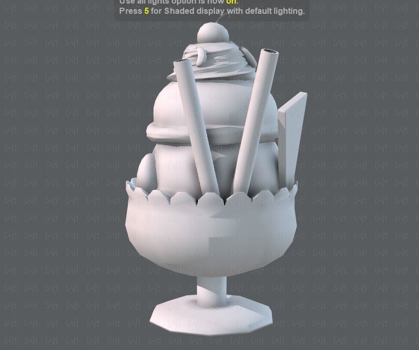 Ice cream cup Low-poly 3D model_9