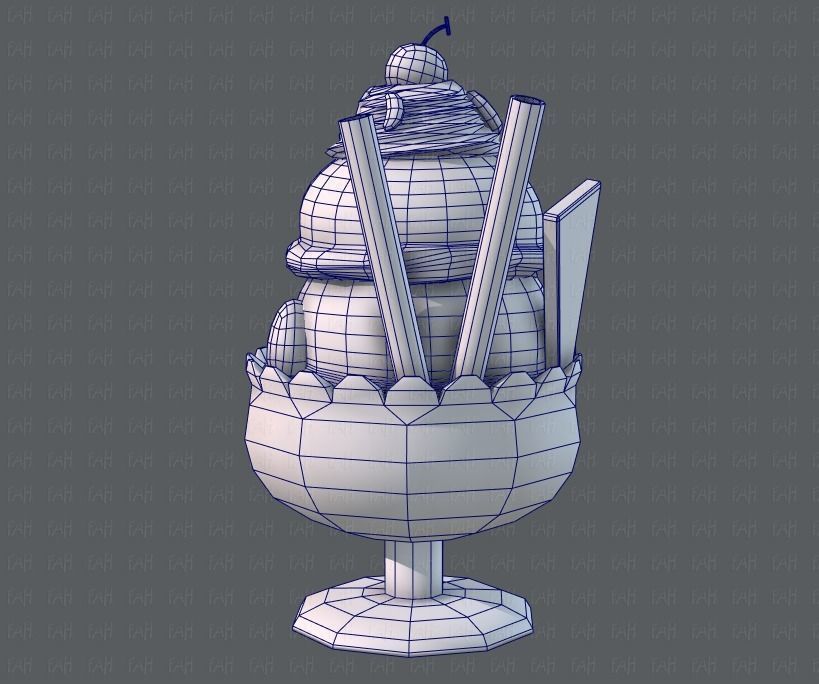 Ice cream cup Low-poly 3D model_17