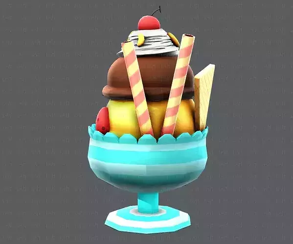 Ice cream cup Low-poly 3D model 2