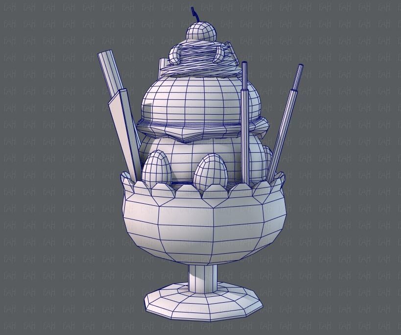 Ice cream cup Low-poly 3D model_22