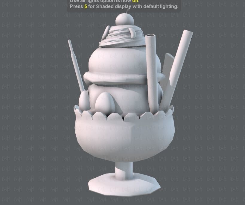 Ice cream cup Low-poly 3D model_10