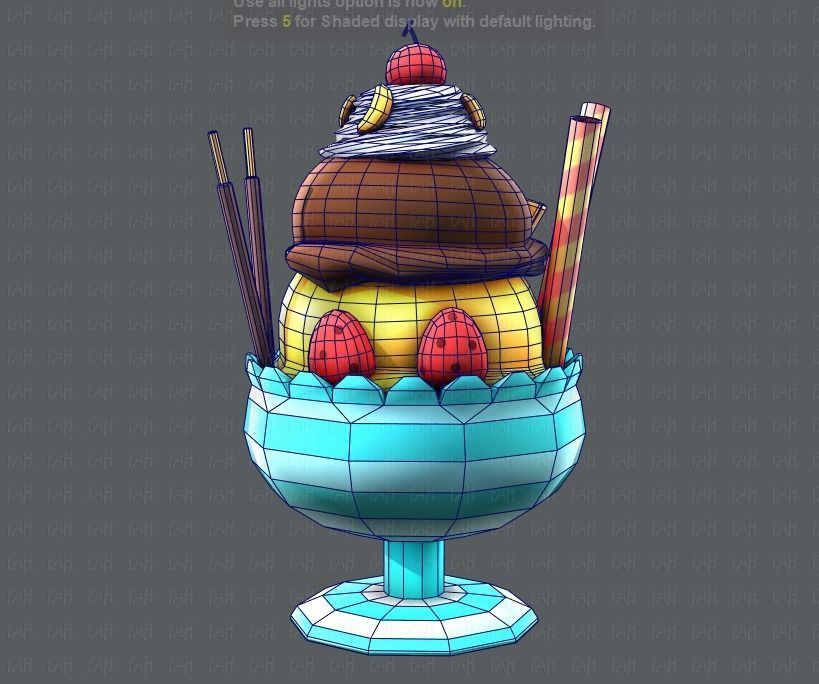 Ice cream cup Low-poly 3D model_28
