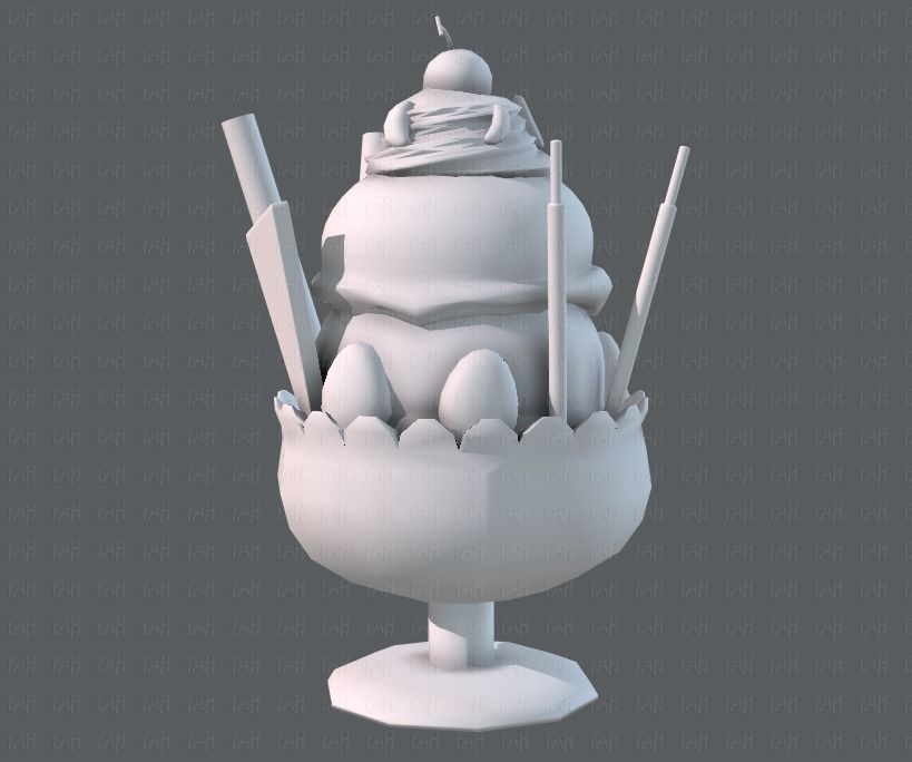 Ice cream cup Low-poly 3D model_14