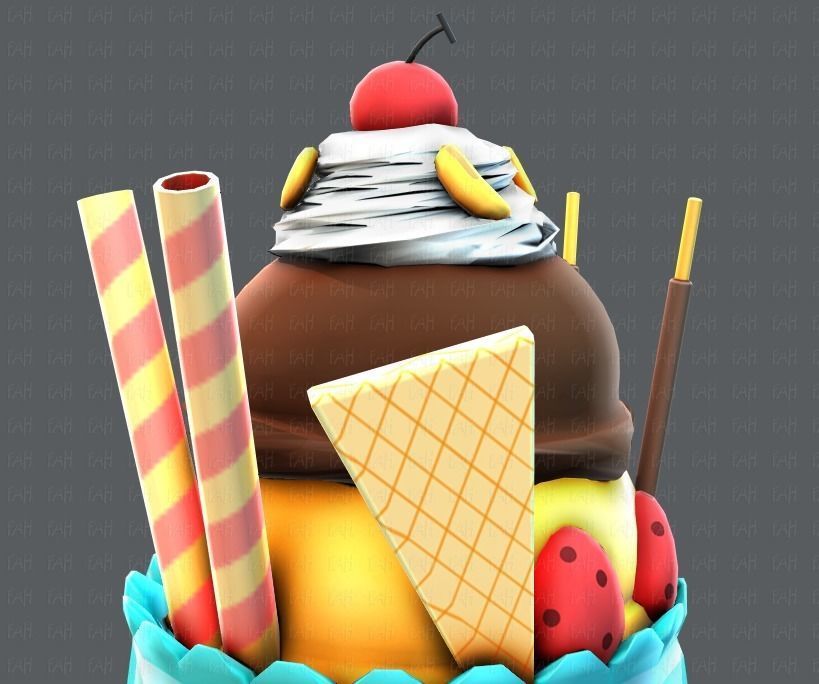 Ice cream cup Low-poly 3D model_35