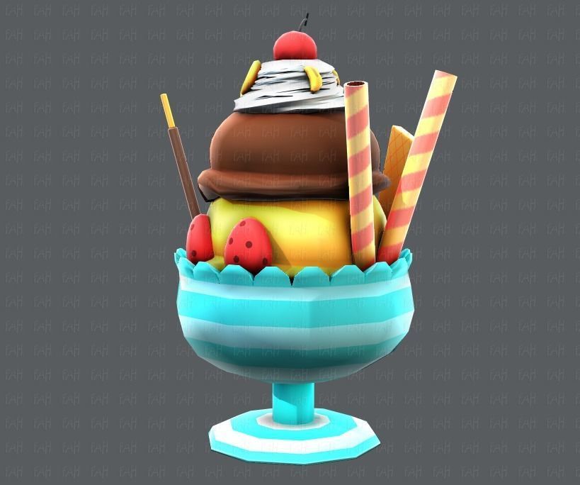 Ice cream cup Low-poly 3D model_2