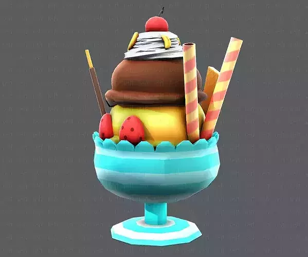 Ice cream cup Low-poly 3D model 3