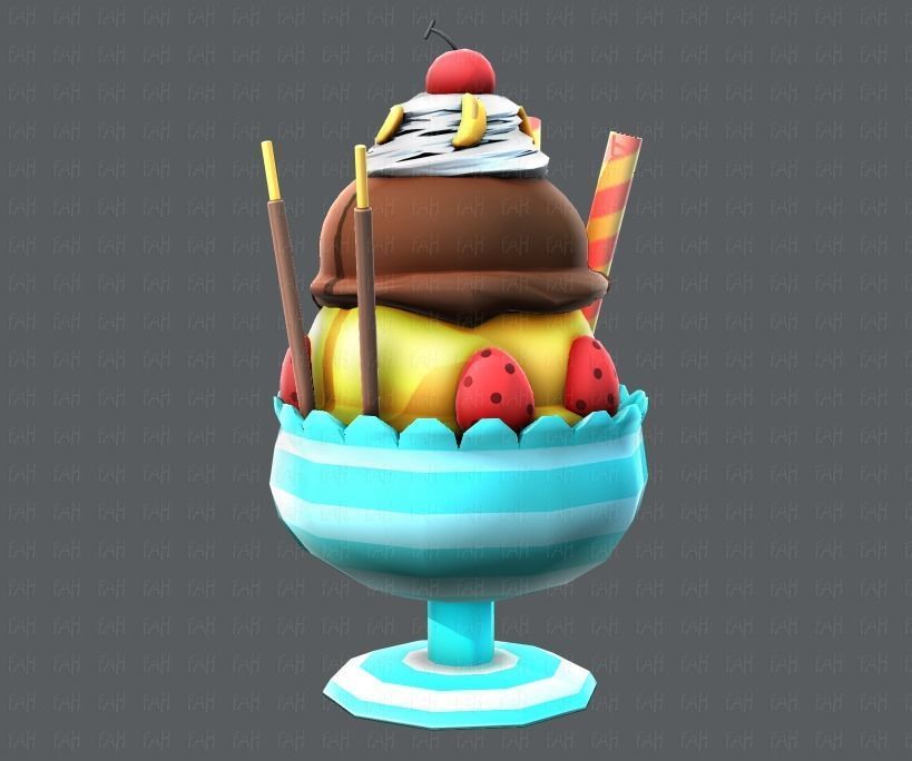 Ice cream cup Low-poly 3D model_4