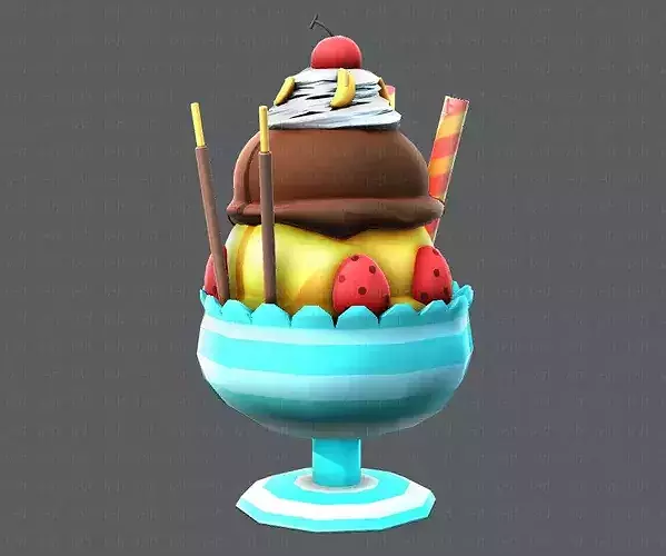 Ice cream cup Low-poly 3D model 5