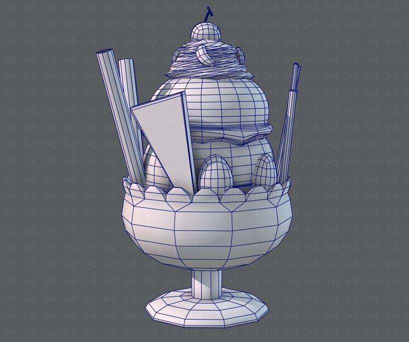 Ice cream cup Low-poly 3D model_23