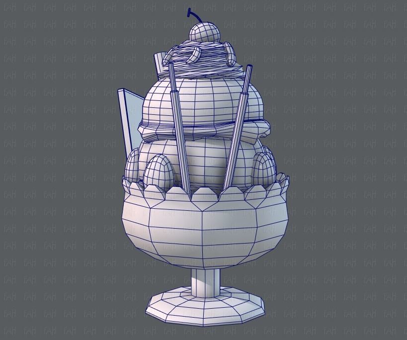 Ice cream cup Low-poly 3D model_21