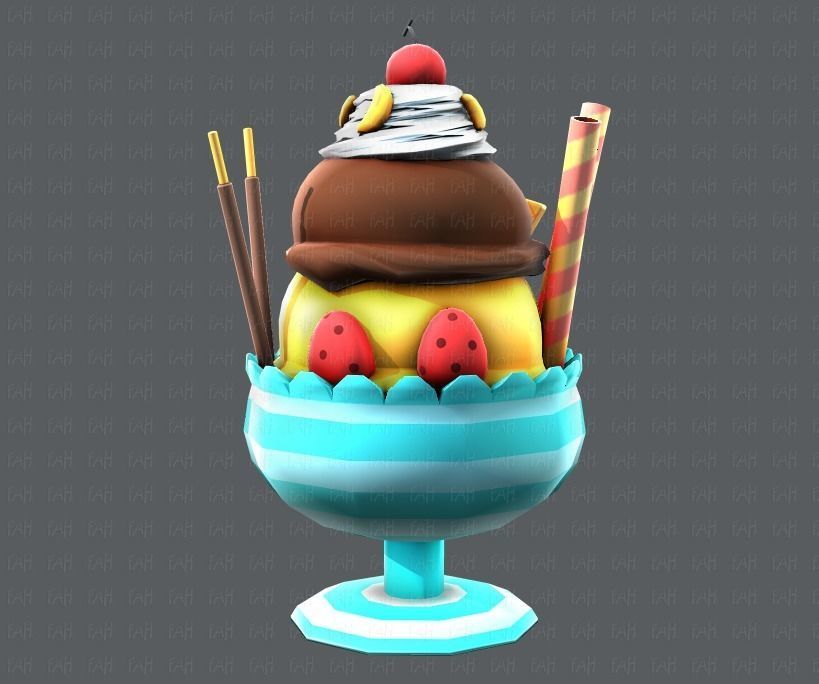 Ice cream cup Low-poly 3D model_3