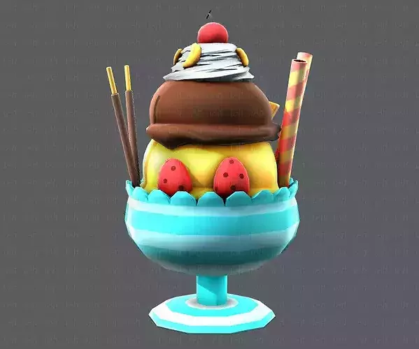 Ice cream cup Low-poly 3D model 4